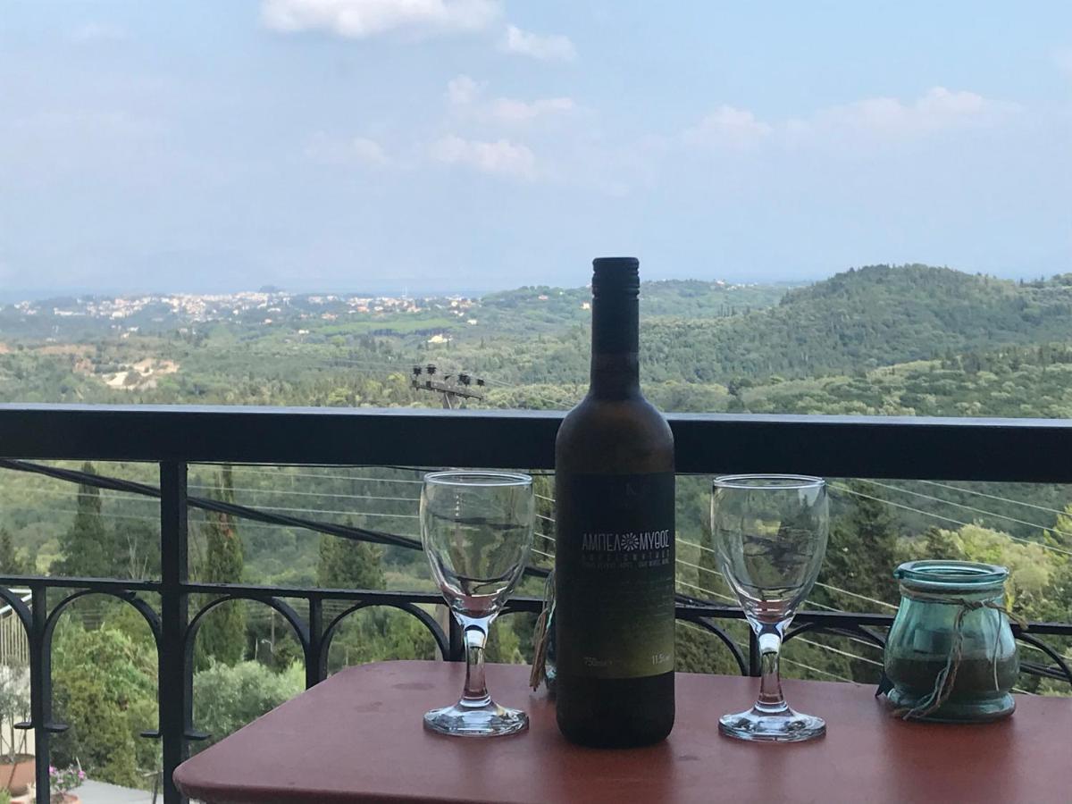 Schoenes Familienappartement In Pelekas, Corfu Mit Meerblick المظهر الخارجي الصورة