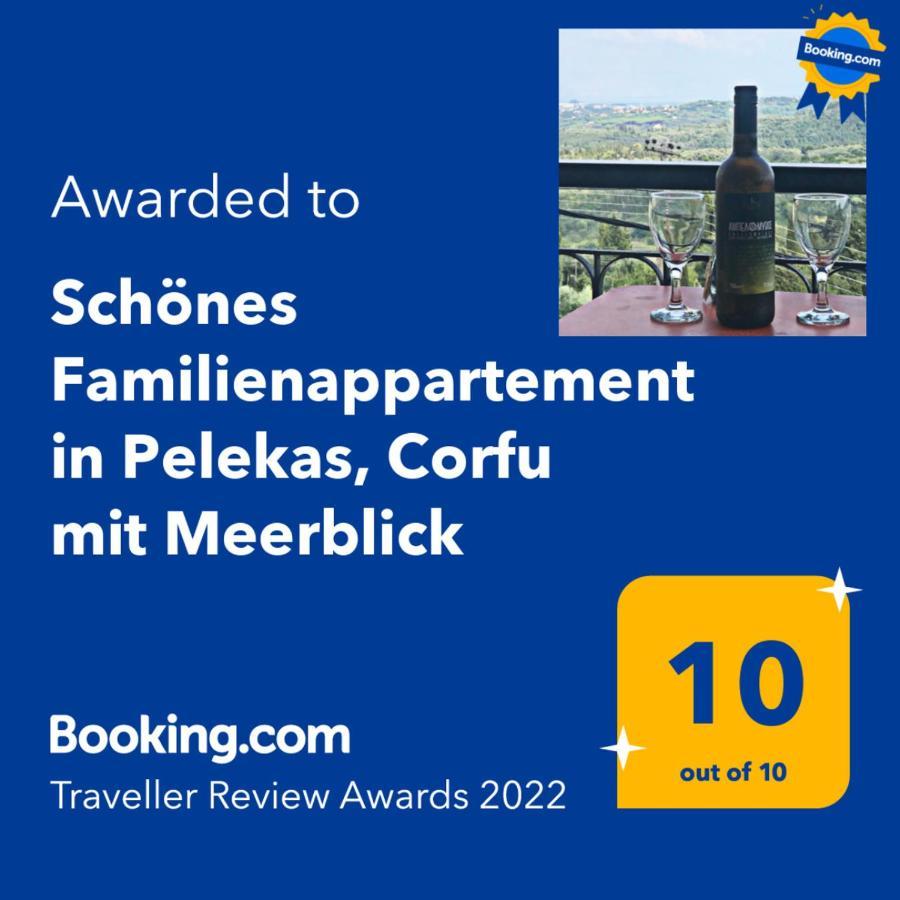 Schoenes Familienappartement In Pelekas, Corfu Mit Meerblick المظهر الخارجي الصورة